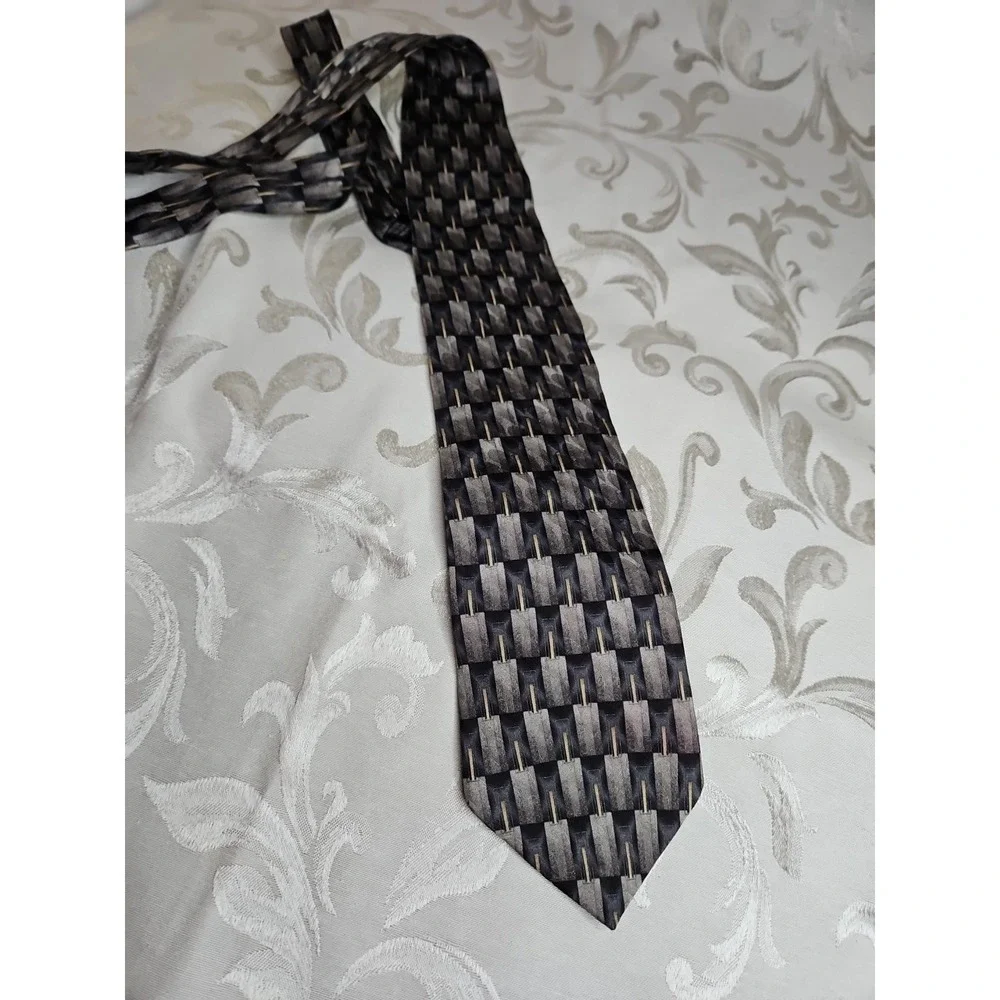 ENRICO GUCCINI 100% Silk Tie‎ Blue/Gray Abstract Classic Paris/Rome